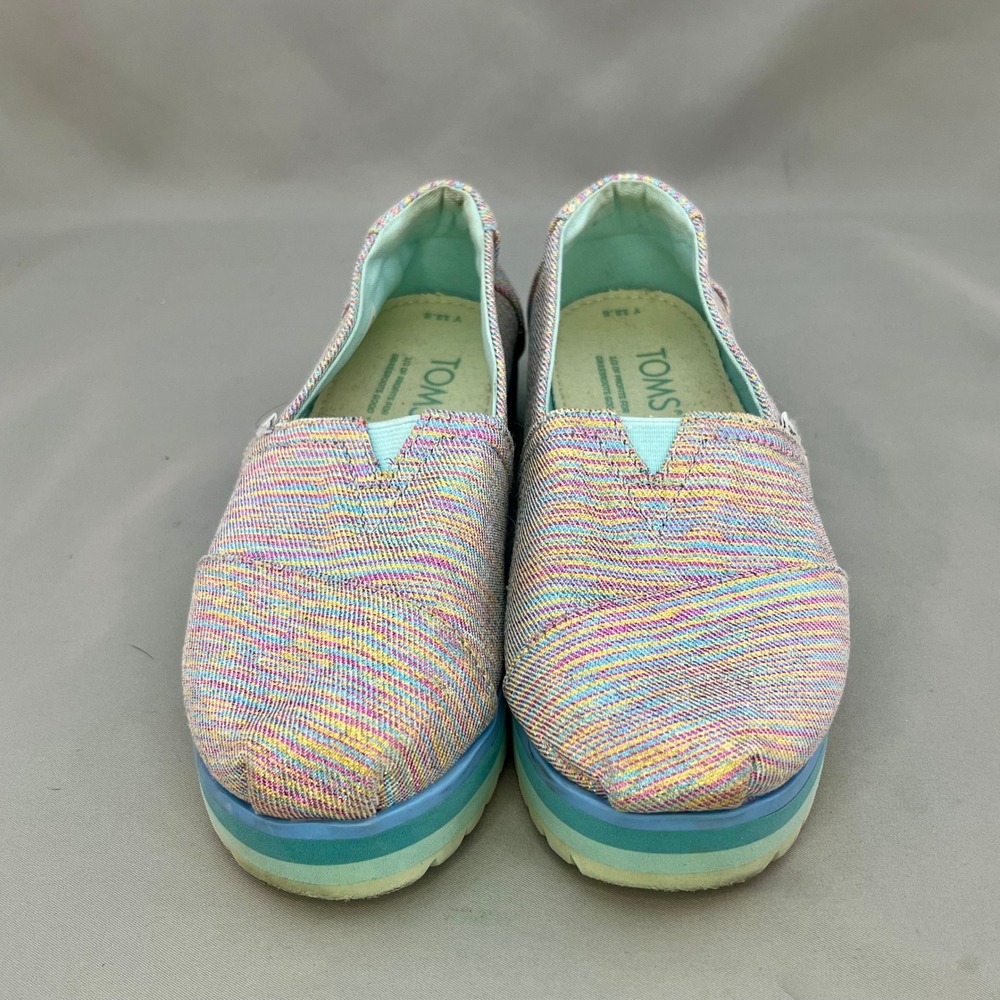 TOMS Alpargata Platform Kids 13.5 Multicolor Metallic Good Woven Slip-On Shoe